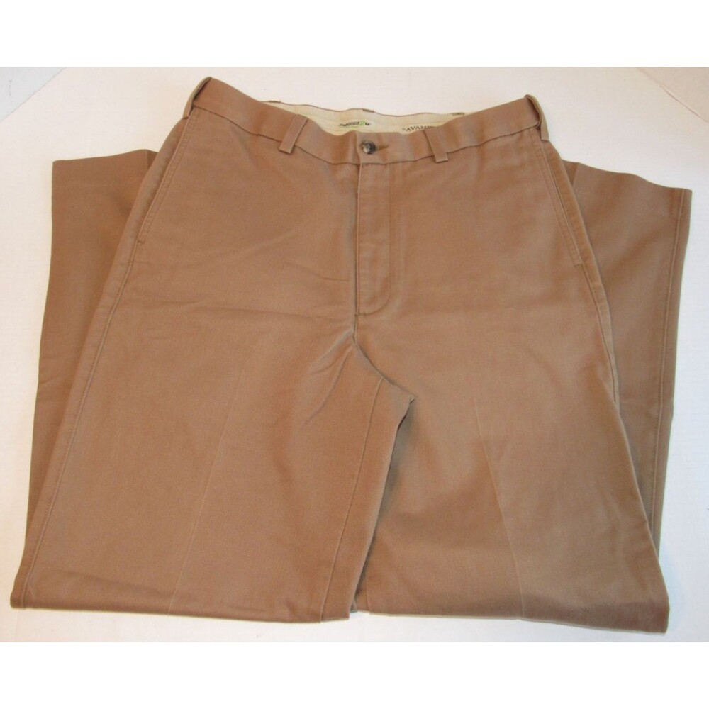 Savane Pants Mens 32x30 Brown Classic Fit Cotton Chino Straight Leg Casual